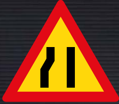 TW330 Road Narrows from Left Side Sign – Temporary