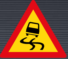 TW333 Slippery Road Sign – Temporary