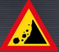 TW334 Falling Rocks from Right Sign – Temporary