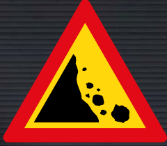 TW335 Falling Rocks from Left Sign – Temporary