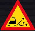 TW338 Loose Stones Ahead Sign – Temporary
