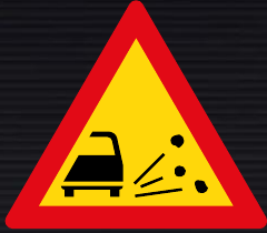 TW338 Loose Stones Ahead Sign – Temporary