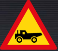 TW345 Construction Vehicle Crossing from the Right Sign – Temporary