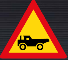 TW345 Construction Vehicle Crossing from the Right Sign – Temporary