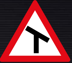 W105 Skew T-Junction Sign