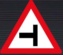 W107 Left Side Road Junction Sign