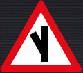 W111 Sharp Junction Left Sign