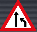 W214 Right Lane Ends Sign