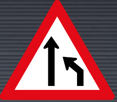 W214 Right Lane Ends Sign