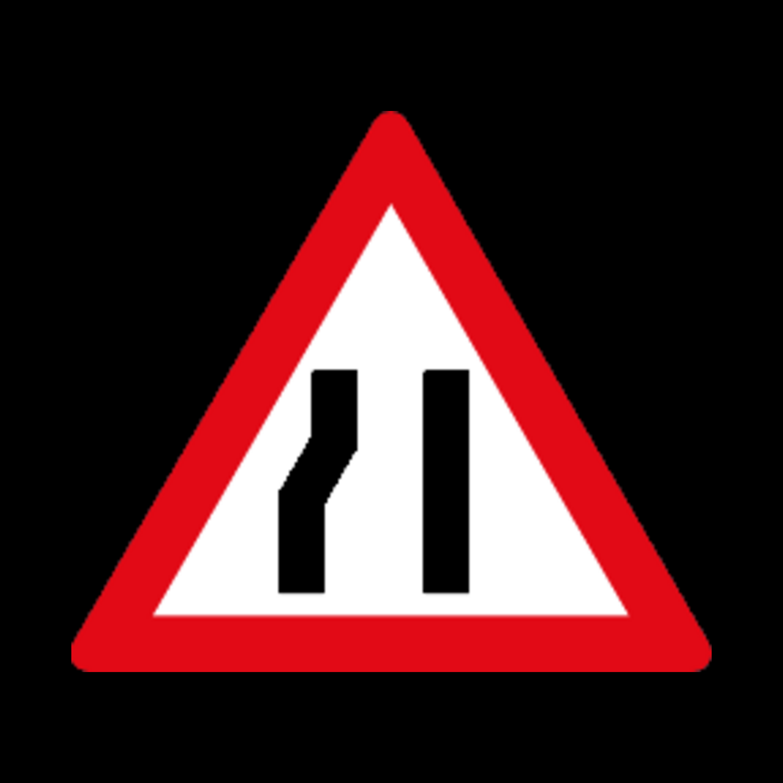 W330 – Road Narrows from Left Side Sign