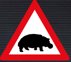 W359 Hippos Ahead Sign