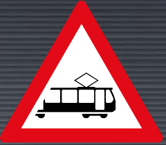 W362 Trams Ahead Sign