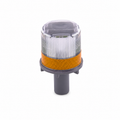 Warning solar cone light with amber reflective band on a white background